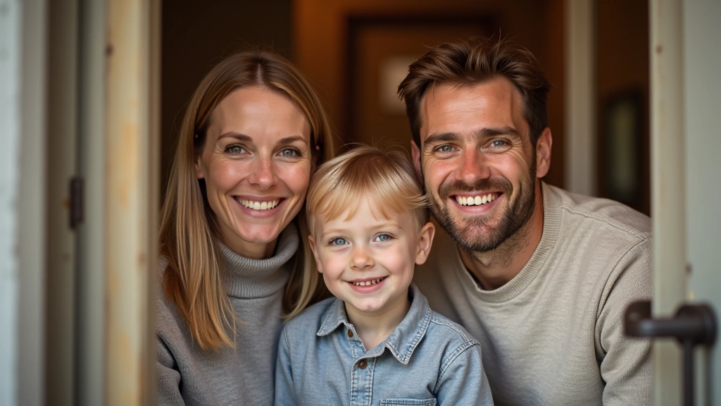 Eltern und Kind beim Besuch einer Kindertagesstätte, freundliche Atmosphäre