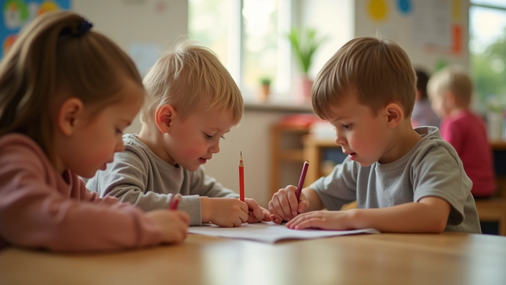 Kind in einer Kindertagesstätte beim Spielen mit anderen Kindern